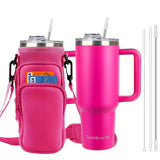 40oz Insulated Tumbler with Handle & Straw Set – Double-Wall Stainless Steel, Leak-Proof Lid, Travel Mug Fits Car Cup Holders, Keeps Drinks Cold 34H/Hot 8H