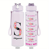 Custom Name 25oz Water Bottle with Time Markers – Leakproof Hydration Tracker Bottle