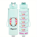 Custom Name 25oz Water Bottle with Time Markers – Leakproof Hydration Tracker Bottle