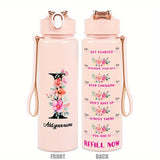 Custom Name 25oz Water Bottle with Time Markers – Leakproof Hydration Tracker Bottle