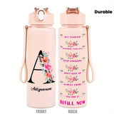 Custom Name 25oz Water Bottle with Time Markers – Leakproof Hydration Tracker Bottle