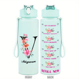 Custom Name 25oz Water Bottle with Time Markers – Leakproof Hydration Tracker Bottle