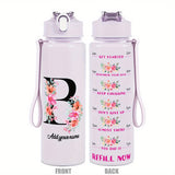 Custom Name 25oz Water Bottle with Time Markers – Leakproof Hydration Tracker Bottle