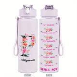 Custom Name 25oz Water Bottle with Time Markers – Leakproof Hydration Tracker Bottle