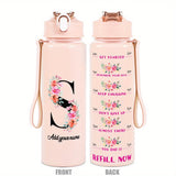 Custom Name 25oz Water Bottle with Time Markers – Leakproof Hydration Tracker Bottle