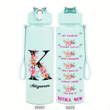 Custom Name 25oz Water Bottle with Time Markers – Leakproof Hydration Tracker Bottle