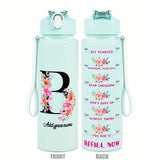 Custom Name 25oz Water Bottle with Time Markers – Leakproof Hydration Tracker Bottle