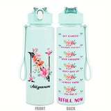 Custom Name 25oz Water Bottle with Time Markers – Leakproof Hydration Tracker Bottle