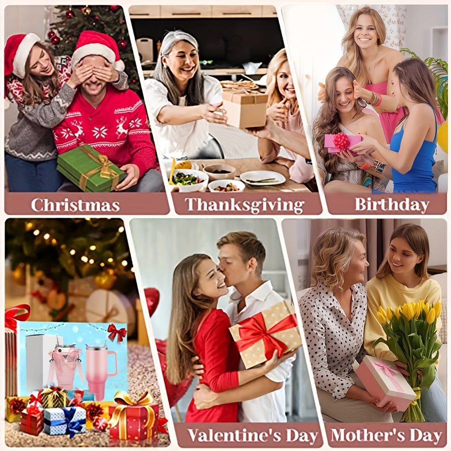 40oz Insulated Tumbler with Handle & Straw Set – Double-Wall Stainless Steel, Leak-Proof Lid, Travel Mug Fits Car Cup Holders, Keeps Drinks Cold 34H/Hot 8H