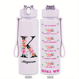 Custom Name 25oz Water Bottle with Time Markers – Leakproof Hydration Tracker Bottle