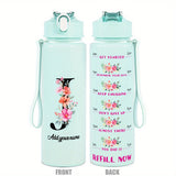 Custom Name 25oz Water Bottle with Time Markers – Leakproof Hydration Tracker Bottle