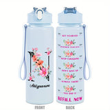 Custom Name 25oz Water Bottle with Time Markers – Leakproof Hydration Tracker Bottle