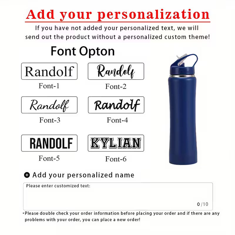 Custom Engraved Insulated Water Bottle with Straw – Hot & Cold, Leakproof, Fitness & Cycling Bottle & Women
