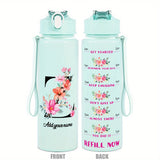 Custom Name 25oz Water Bottle with Time Markers – Leakproof Hydration Tracker Bottle