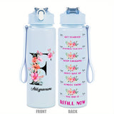 Custom Name 25oz Water Bottle with Time Markers – Leakproof Hydration Tracker Bottle
