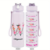 Custom Name 25oz Water Bottle with Time Markers – Leakproof Hydration Tracker Bottle