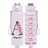 Custom Name 25oz Water Bottle with Time Markers – Leakproof Hydration Tracker Bottle