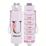 Custom Name 25oz Water Bottle with Time Markers – Leakproof Hydration Tracker Bottle