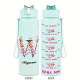 Custom Name 25oz Water Bottle with Time Markers – Leakproof Hydration Tracker Bottle