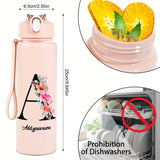 Custom Name 25oz Water Bottle with Time Markers – Leakproof Hydration Tracker Bottle