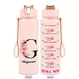 Custom Name 25oz Water Bottle with Time Markers – Leakproof Hydration Tracker Bottle