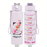 Custom Name 25oz Water Bottle with Time Markers – Leakproof Hydration Tracker Bottle