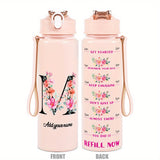 Custom Name 25oz Water Bottle with Time Markers – Leakproof Hydration Tracker Bottle