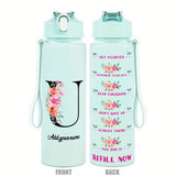 Custom Name 25oz Water Bottle with Time Markers – Leakproof Hydration Tracker Bottle