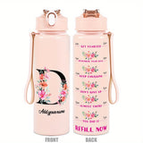 Custom Name 25oz Water Bottle with Time Markers – Leakproof Hydration Tracker Bottle