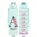 Custom Name 25oz Water Bottle with Time Markers – Leakproof Hydration Tracker Bottle
