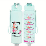 Custom Name 25oz Water Bottle with Time Markers – Leakproof Hydration Tracker Bottle