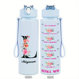 Custom Name 25oz Water Bottle with Time Markers – Leakproof Hydration Tracker Bottle