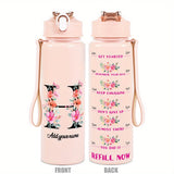 Custom Name 25oz Water Bottle with Time Markers – Leakproof Hydration Tracker Bottle