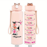 Custom Name 25oz Water Bottle with Time Markers – Leakproof Hydration Tracker Bottle