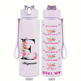 Custom Name 25oz Water Bottle with Time Markers – Leakproof Hydration Tracker Bottle