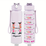 Custom Name 25oz Water Bottle with Time Markers – Leakproof Hydration Tracker Bottle