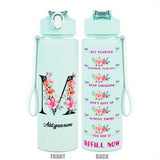 Custom Name 25oz Water Bottle with Time Markers – Leakproof Hydration Tracker Bottle