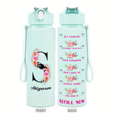 Custom Name 25oz Water Bottle with Time Markers – Leakproof Hydration Tracker Bottle