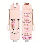 Custom Name 25oz Water Bottle with Time Markers – Leakproof Hydration Tracker Bottle