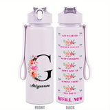 Custom Name 25oz Water Bottle with Time Markers – Leakproof Hydration Tracker Bottle