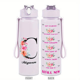 Custom Name 25oz Water Bottle with Time Markers – Leakproof Hydration Tracker Bottle