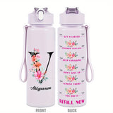 Custom Name 25oz Water Bottle with Time Markers – Leakproof Hydration Tracker Bottle