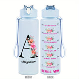 Custom Name 25oz Water Bottle with Time Markers – Leakproof Hydration Tracker Bottle