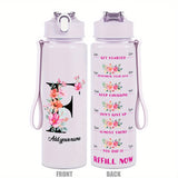 Custom Name 25oz Water Bottle with Time Markers – Leakproof Hydration Tracker Bottle