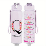 Custom Name 25oz Water Bottle with Time Markers – Leakproof Hydration Tracker Bottle