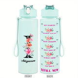 Custom Name 25oz Water Bottle with Time Markers – Leakproof Hydration Tracker Bottle