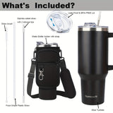 40oz Insulated Tumbler with Handle & Straw Set – Double-Wall Stainless Steel, Leak-Proof Lid, Travel Mug Fits Car Cup Holders, Keeps Drinks Cold 34H/Hot 8H