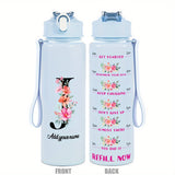 Custom Name 25oz Water Bottle with Time Markers – Leakproof Hydration Tracker Bottle
