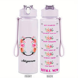 Custom Name 25oz Water Bottle with Time Markers – Leakproof Hydration Tracker Bottle