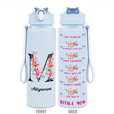 Custom Name 25oz Water Bottle with Time Markers – Leakproof Hydration Tracker Bottle